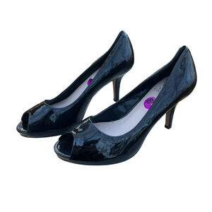 Vince Camuto Kira Black Patent Leather Peep-Toe Heel - Size 8 1/2